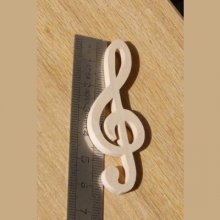 Figurina chiave di violino ht 6cm decorazione tema musica fatto a mano legno massiccio abbellimento scrapbooking