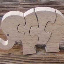 puzzle elefante 4 pezzi in legno di faggio massiccio, fatto a mano, animali della savana