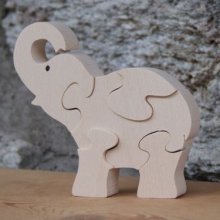 puzzle elefante 5 pezzi in faggio massiccio, fatto a mano, animali selvatici