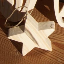 Stella 5x5 cm in legno massiccio di betulla, decorazione natalizia fatta a mano