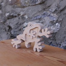 puzzle rana 2 pezzi in legno massiccio di faggio fatto a mano, batraco