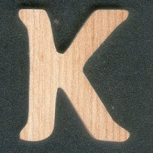 Lettera K in legno di frassino altezza 5 cm