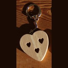portachiavi a forma di cuore e cuore, San Valentino, matrimonio in legno, legno massiccio fatto a mano