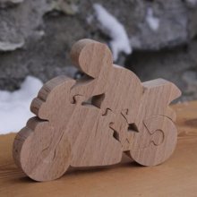 puzzle moto e motociclista 5 pezzi in legno di faggio fatto a mano
