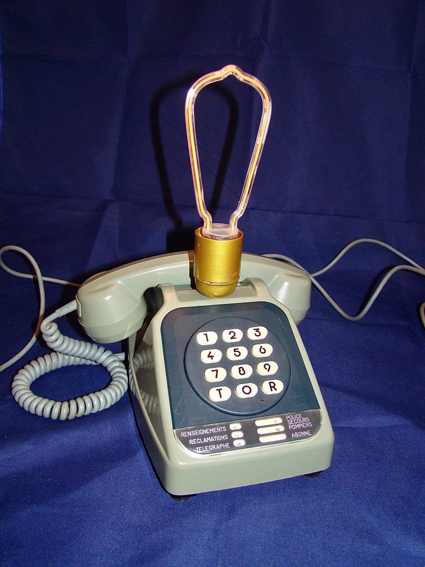 Lampada telefonica al neon blu stile anni '80 