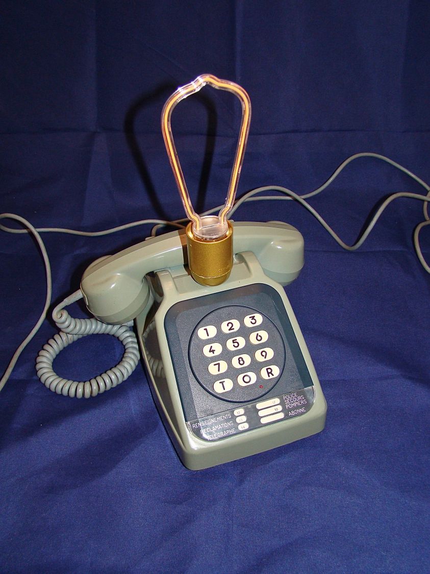 Lampada telefonica al neon blu stile anni '80 