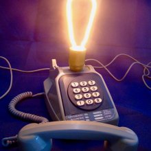 Lampada telefonica al neon blu stile anni '80 