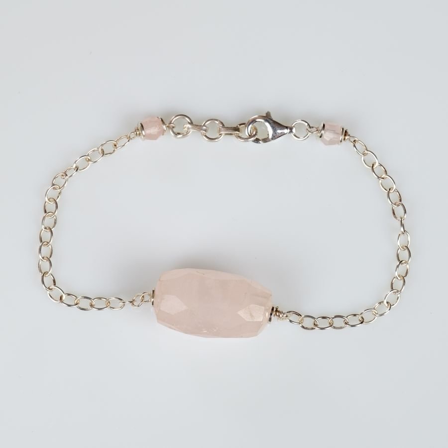 Bracciale "Il mio prezioso in quarzo rosa" Argento 925