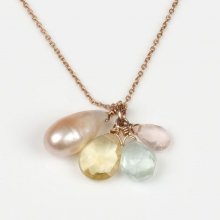 Collana e pendente Creation Trésor n°1 Argento 925, placcato oro rosa, pietre fini multiple