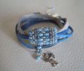 Bracciale in pelle a doppio giro Saipan blu