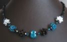 Kit collier en boules de perles noir/bleu canard