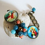 Bracciale con cabochon Gesù e Maria su catena