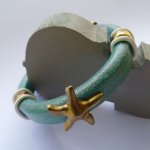 Bracciale in pelle Regaliz turchese Starfish