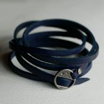 Cinturino in pelle a 5 giri blu navy regolabile