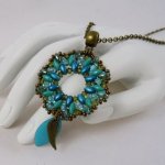 Pendentif en perles Livelove vert turquoise sur chaîne