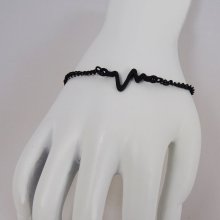 Bracciale nero sottile design Waves