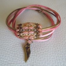 Bracciale Saipan a doppio giro in pelle rosa 