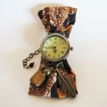 Kit orologio da polso in tessuto di cera marrone africano