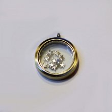 Scatola di vetro a medaglione Ciondolo tesoro in bronzo dorato 30 mm