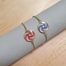 Bracelet réglable enluminure spirale bleue ou rouge et or