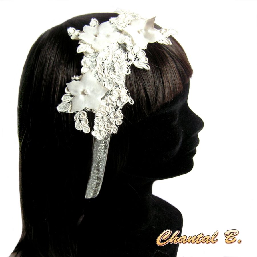 cerchietto per capelli in pizzo Calais avorio accessorio da sposa cerchietto in seta fiore strass