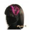 Fascia per capelli in pizzo nero con fiore in organza e piume fucsia realizzata a mano