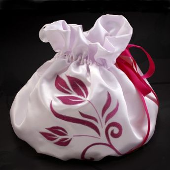 Borsa da sposa Fiori fucsia Raso bianco 