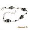 bracciale cristallo swarovski perle di vetro nero lucido e argento intrecciato