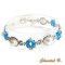 bracciale in cristallo swarovski perle blu e perle intrecciate in argento