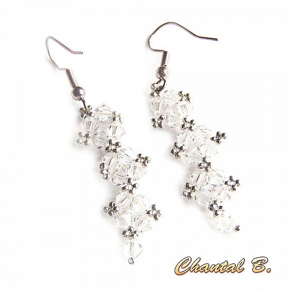 bracciale romantico swarovski swarovski perline intrecciate cristallo e argento