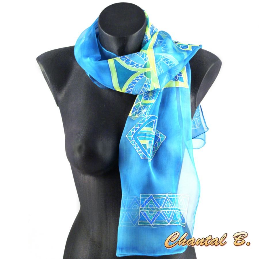 sciarpa di chiffon di seta arancione dipinta a mano, accessorio da sera