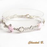 bracciale swarovski perline swarovski rosa AB boheme cristallo e argento matrimonio romantico