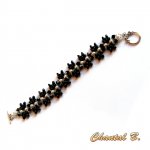 bracciale da sera perle swarovski bianche perle di vetro nere