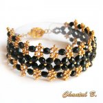 braccialetto bracciale perline intrecciate bohemien nero e oro matrimonio sera