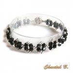 bracciale swarovski nero barocco shine perline intrecciate cristallo swarovski nero e argento