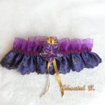 Giarrettiera in raso di seta e organza viola