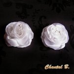 clip scarpe da sposa fiore di raso bianco e pistilli bianchi accessorio cerimonia nuziale sera