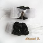 fermagli per scarpe da sposa nero raso organza bianco shabby chic