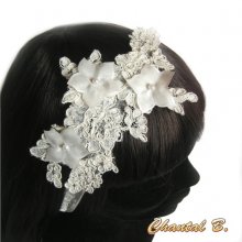 cerchietto per capelli in pizzo Calais avorio accessorio da sposa cerchietto in seta fiore strass