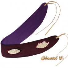 Cintura da annodare in camoscio viola e seta dipinta foderata di cotone