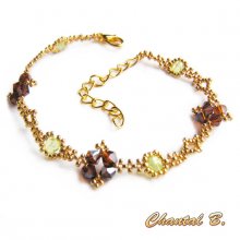 bracciale swarovski perline intrecciate bronzo boheme verde e oro