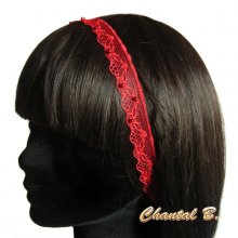 fascia per capelli in pizzo fine rosso con perline accessorio da sposa