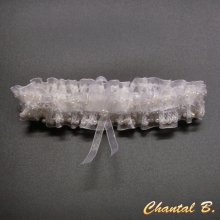 giarrettiera da sposa in pizzo bianco PAMELA con perline