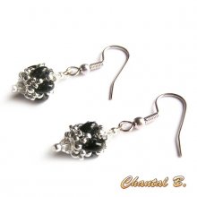 orecchini da sposa perle di cristallo swarovski corallo perlato e perle di vetro argento