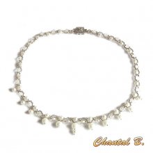 collana di perle intrecciate perle bianche cristallo swarovski e argento matrimonio sera