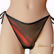 Perizoma in chiffon di seta nero e rosso SAINT VALENTIN -promozione 10 % per 2 acquistati
