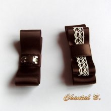 clip scarpe da sposa vintage pizzo avorio raso fiocco cioccolato