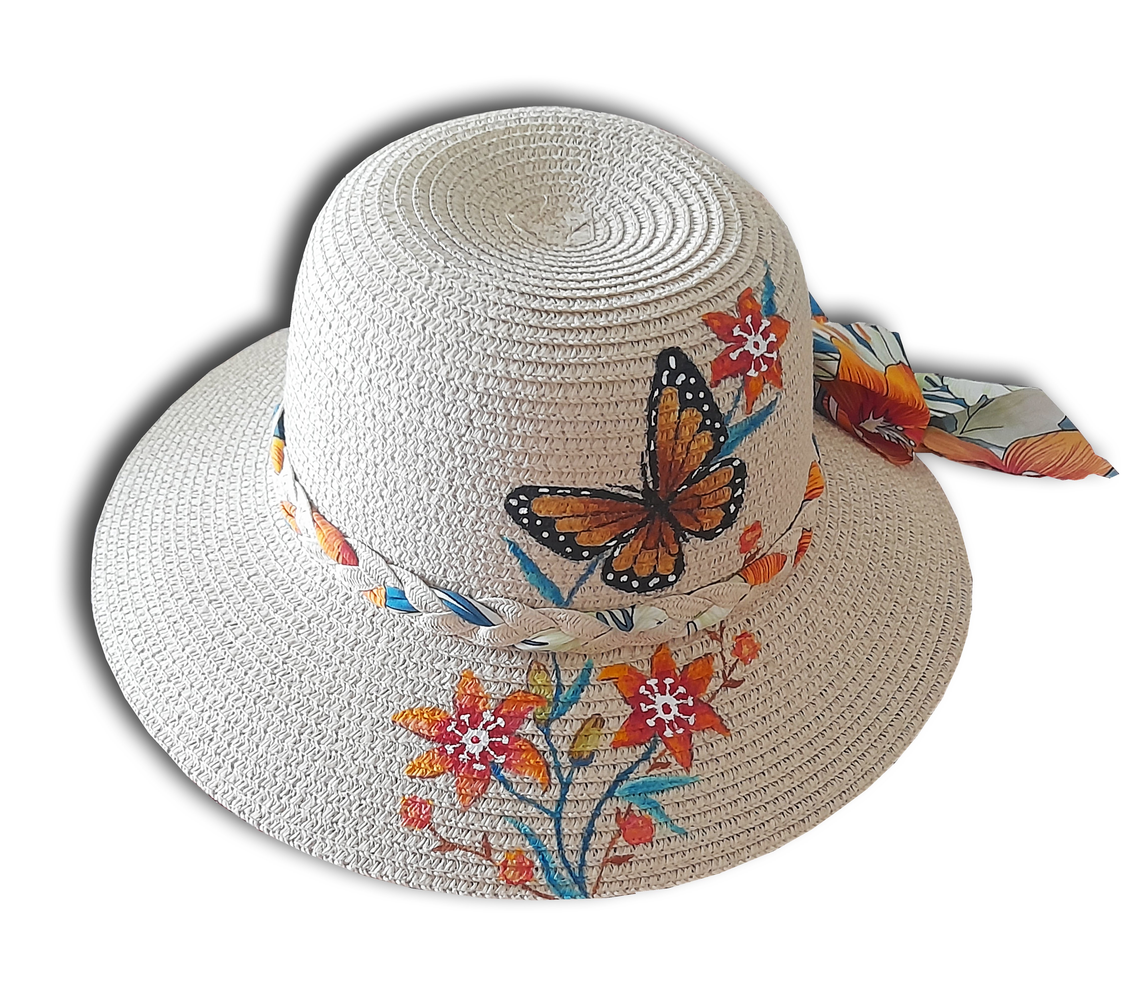 Joli chapeau peint &agrave; la main "Monarque du Mexique"