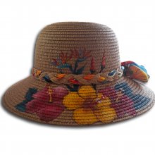 Joli chapeau en paille enduite entièrement peint à la main 