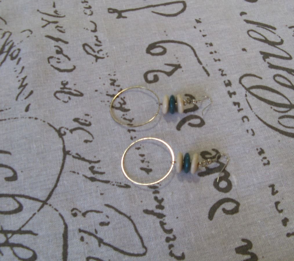 Boucles d'Oreille Fantaisies Femme en Métal et Perles, Anneau, Création Unique